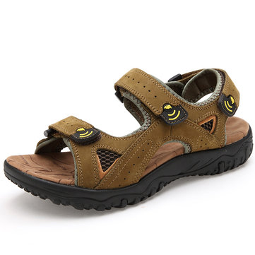 Mens cuir décontractée plage respirant sandales chaussures de style britannique